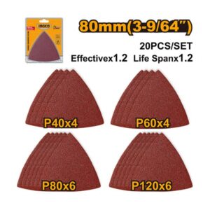 INGCO шмиргла сет 20 делови – триаголна 80mm